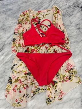 Hurley Strappy Bikini Set with Tie-Back Top